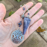 Iolite Celtic Moon Pendulum