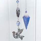 Tanzanite Aura Quartz Pendulum with Dove