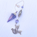 Tanzanite Aura Quartz Pendulum with Dove