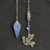 Tanzanite Aura Quartz Pendulum with Dove