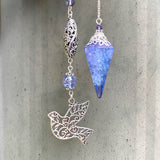 Tanzanite Aura Quartz Pendulum with Dove