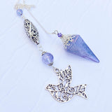 Tanzanite Aura Quartz Pendulum with Dove