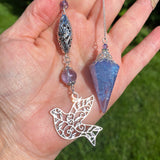 Tanzanite Aura Quartz Pendulum with Dove