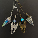 Angel Aura Quartz Pendulum with Angel Wings