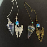 Angel Aura Quartz Pendulum with Angel Wings