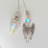 Angel Aura Quartz Pendulum with Angel Wings