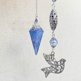 Tanzanite Aura Quartz Pendulum with Dove