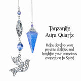 Tanzanite Aura Quartz Pendulum with Dove